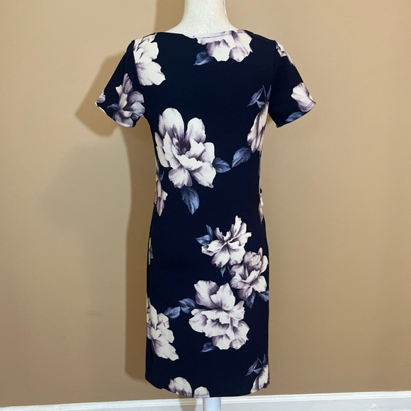 Pink Blush Maternity Navy Blue Floral Short Sleeve Dress Medium - Picture 7 of 9